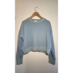 Indiluxe Cropped Crewneck Sweatshirt Sz Large sage Green Light Sweater Fitness